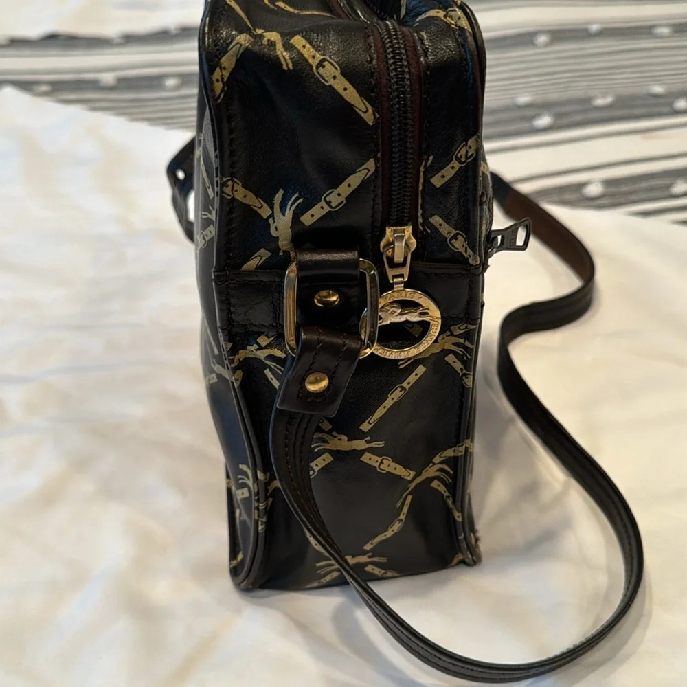 LONGCHAMP Vintage logo Brown Crossbody/ shoulder bag, Camera bag, 2outer pockets - Picture 5 of 16